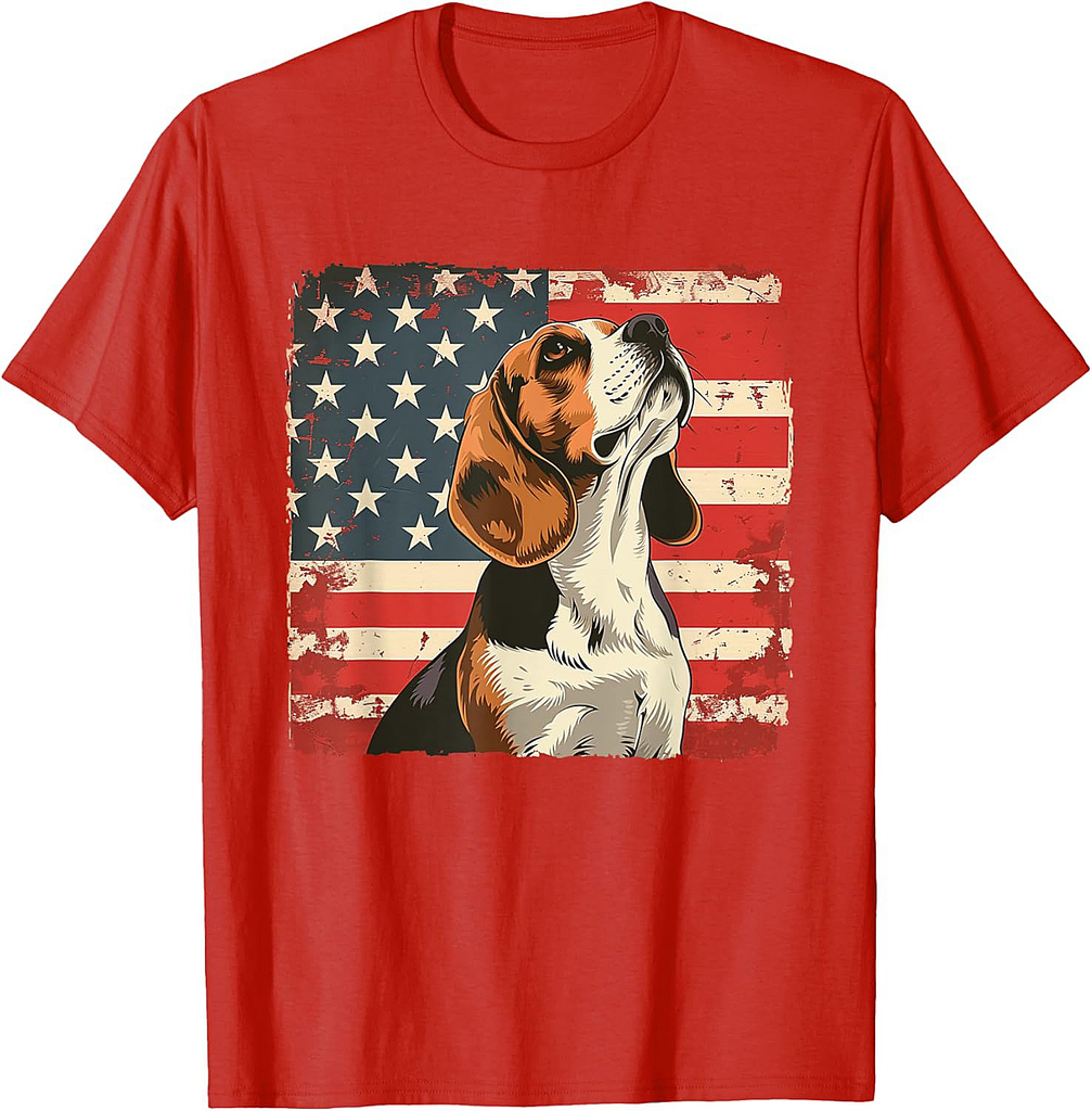 Beagle Dog American Patriot Independence Day Women Men T-Shirt