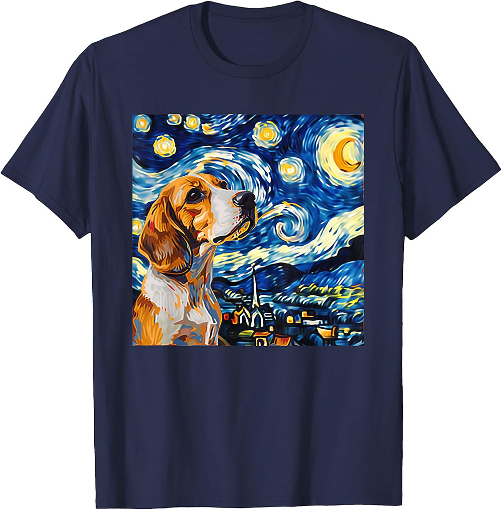 Beagle Dog Van Gogh Style Starry Night T-Shirt