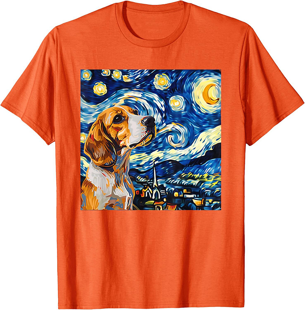 Beagle Dog Van Gogh Style Starry Night T-Shirt