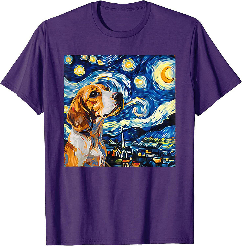 Beagle Dog Van Gogh Style Starry Night T-Shirt