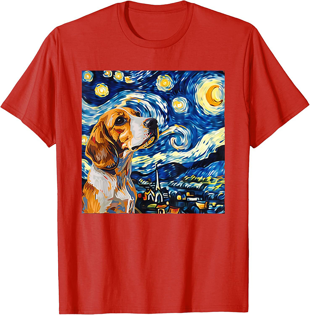Beagle Dog Van Gogh Style Starry Night T-Shirt