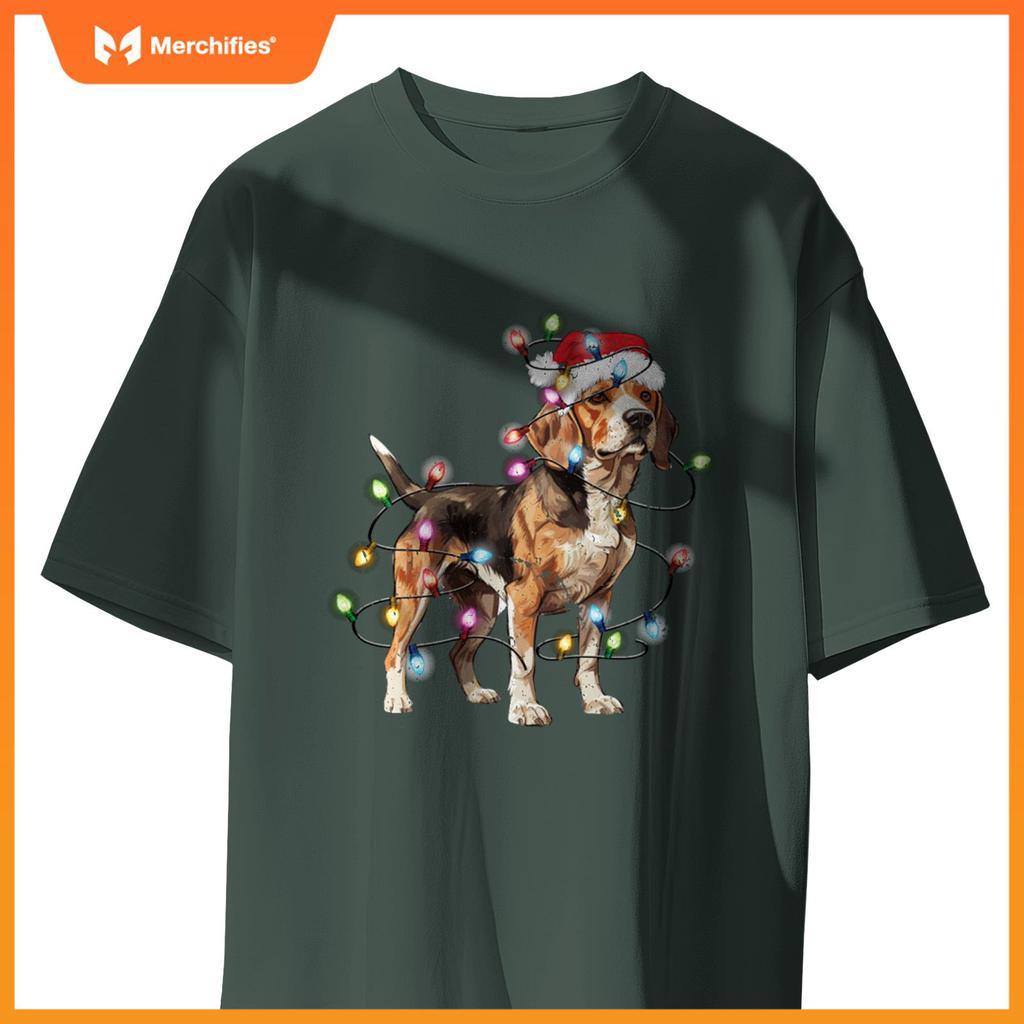 Beagle dog Christmas Lights Xmas Dog Lover T-Shirt