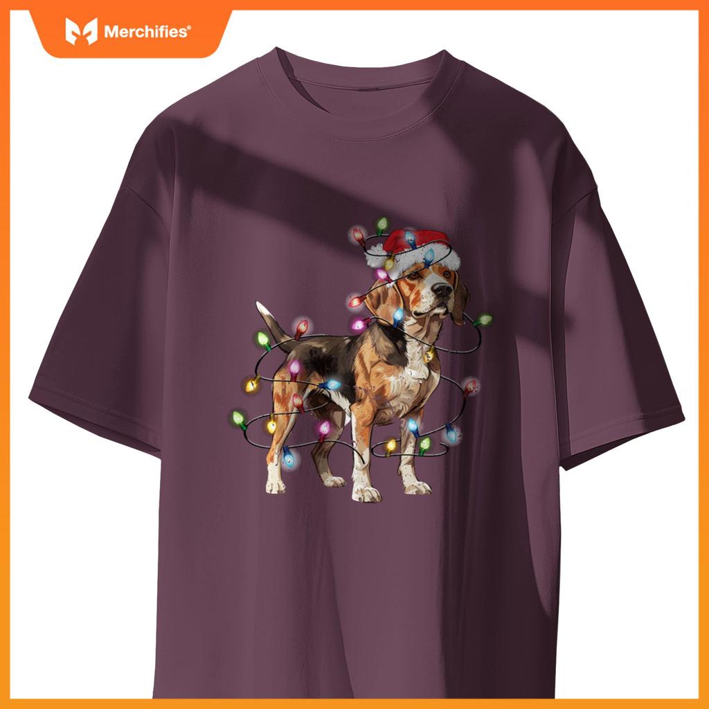 Beagle dog Christmas Lights Xmas Dog Lover T-Shirt
