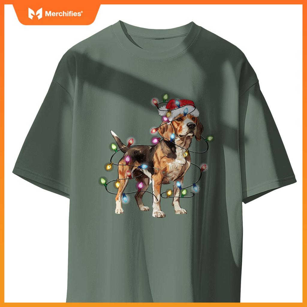 Beagle dog Christmas Lights Xmas Dog Lover T-Shirt