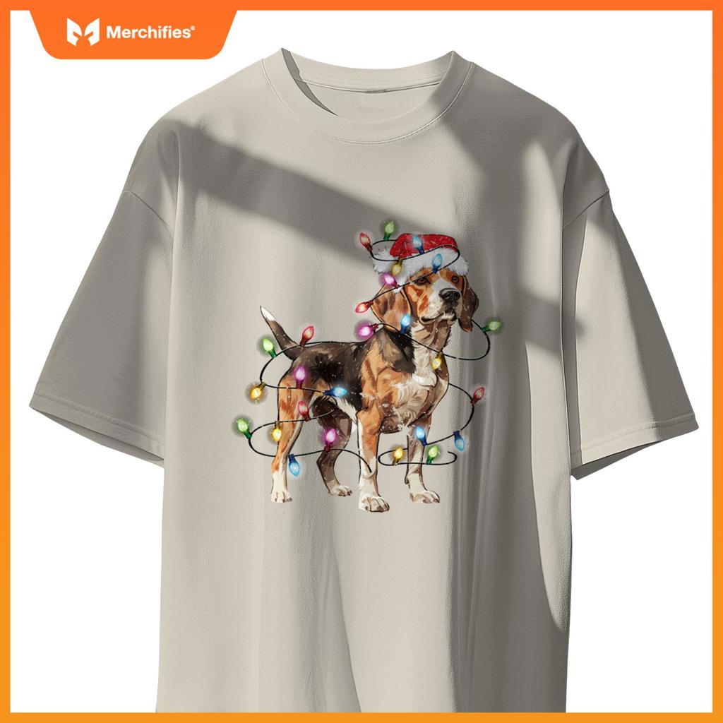 Beagle dog Christmas Lights Xmas Dog Lover T-Shirt