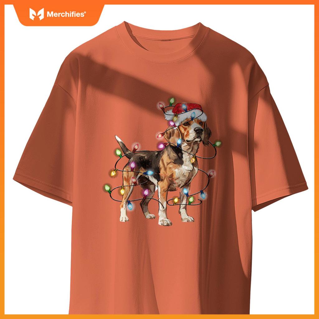 Beagle dog Christmas Lights Xmas Dog Lover T-Shirt