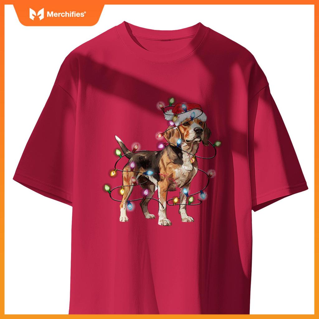 Beagle dog Christmas Lights Xmas Dog Lover T-Shirt