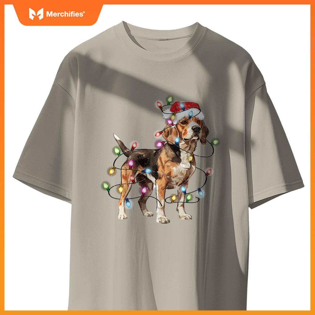 Beagle dog Christmas Lights Xmas Dog Lover T-Shirt