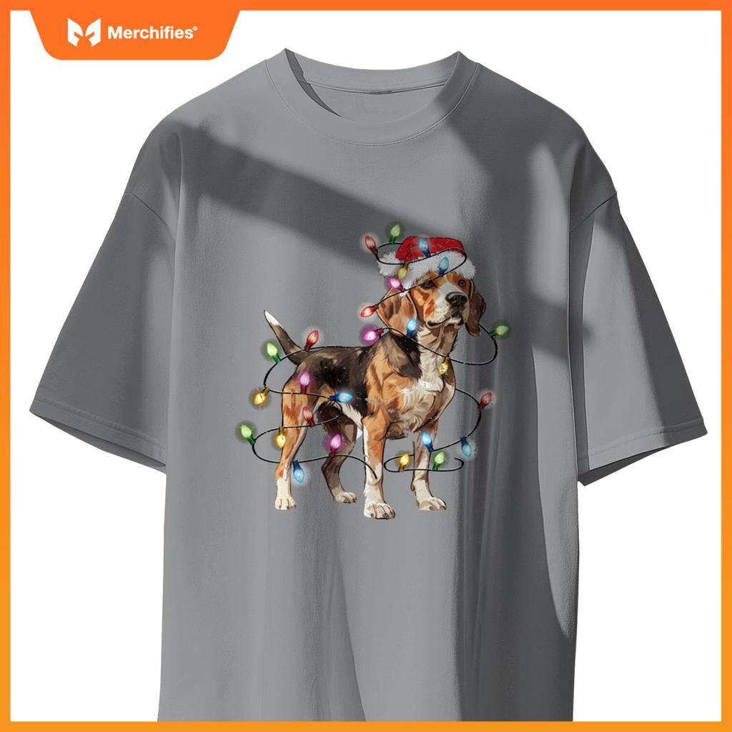 Beagle dog Christmas Lights Xmas Dog Lover T-Shirt
