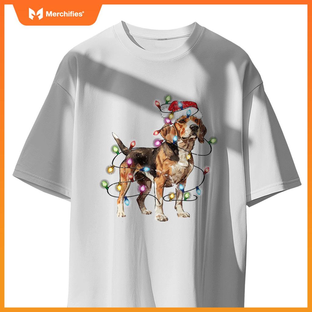 Beagle dog Christmas Lights Xmas Dog Lover T-Shirt
