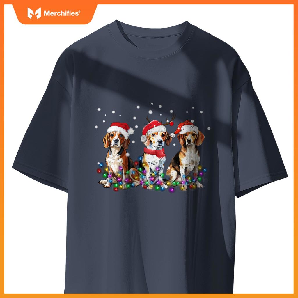 Beagle dog Christmas Lights cute Dog Matching Family T-Shirt