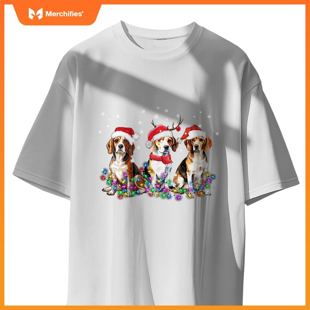 Beagle dog Christmas Lights cute Dog Matching Family T-Shirt
