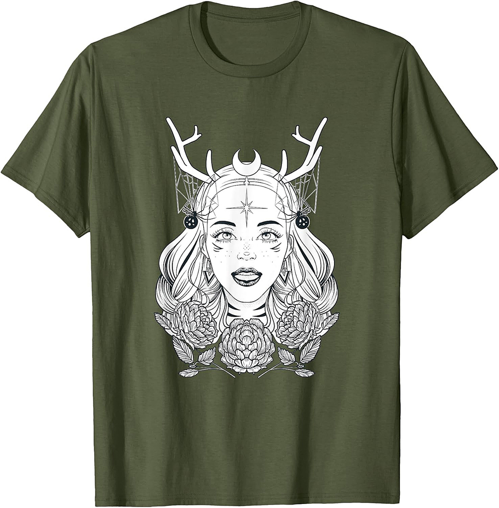 Beautiful Gothic Witch Halloween Witches Fantasy T-Shirt