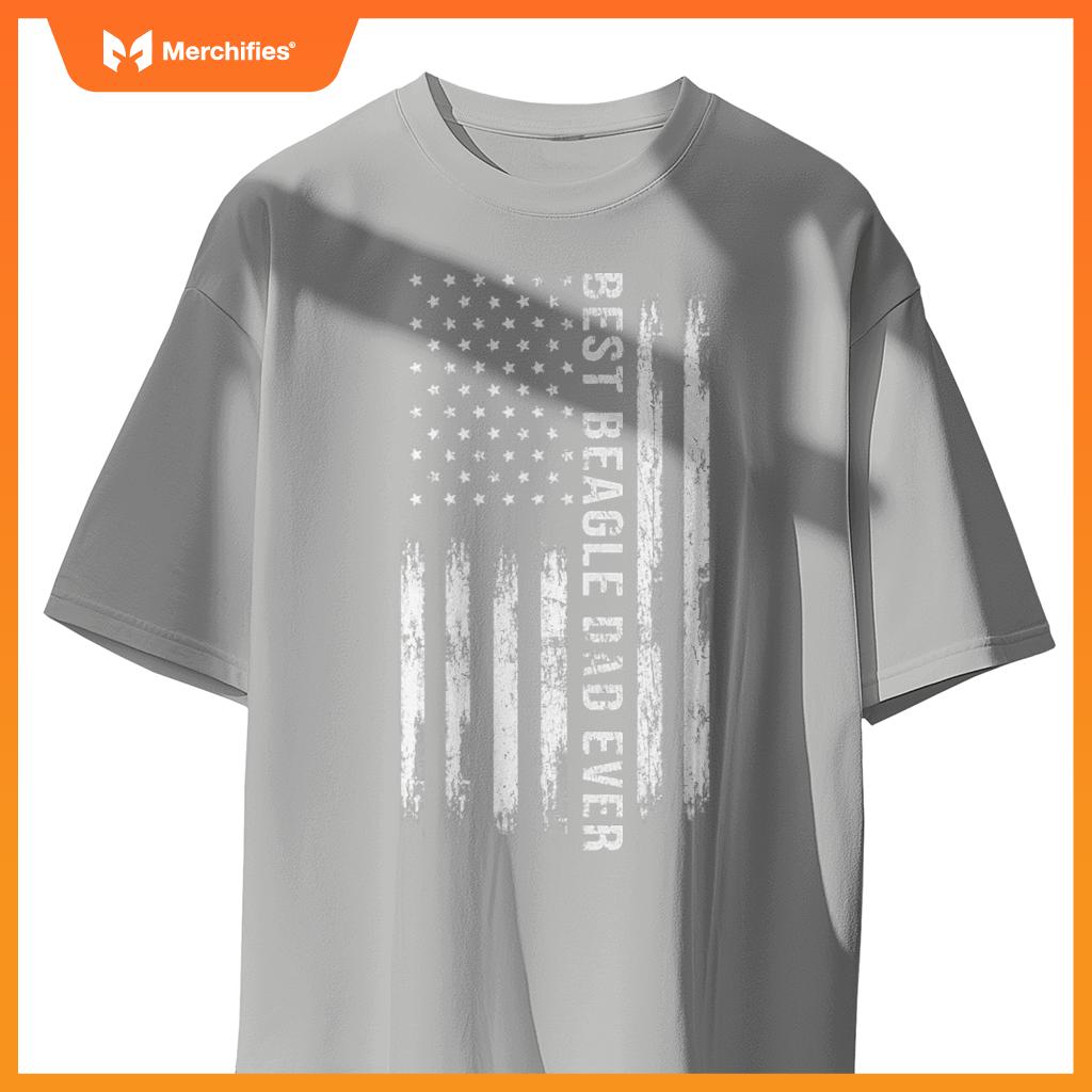 Best Beagle Dad Ever Tee Dog Lover American Flag Patriotic T-Shirt