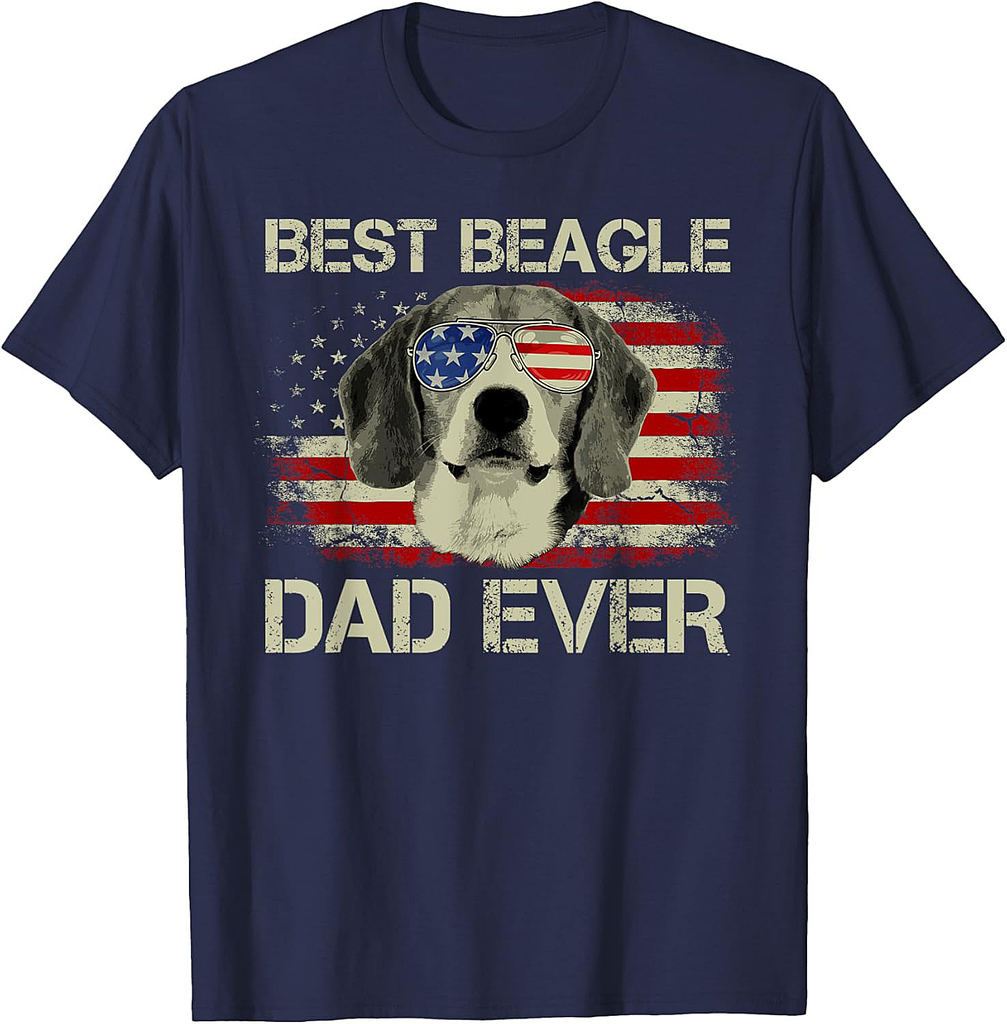 Best Beagle Dad Ever Tshirt Dog Lover American Flag Gift T-Shirt