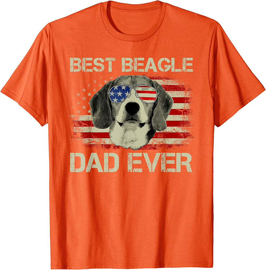 Best Beagle Dad Ever Tshirt Dog Lover American Flag Gift T-Shirt