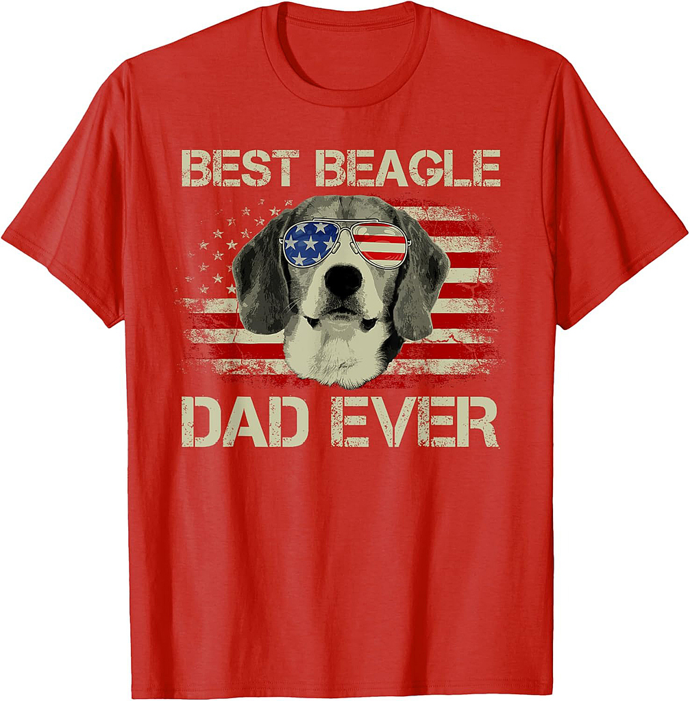 Best Beagle Dad Ever Tshirt Dog Lover American Flag Gift T-Shirt