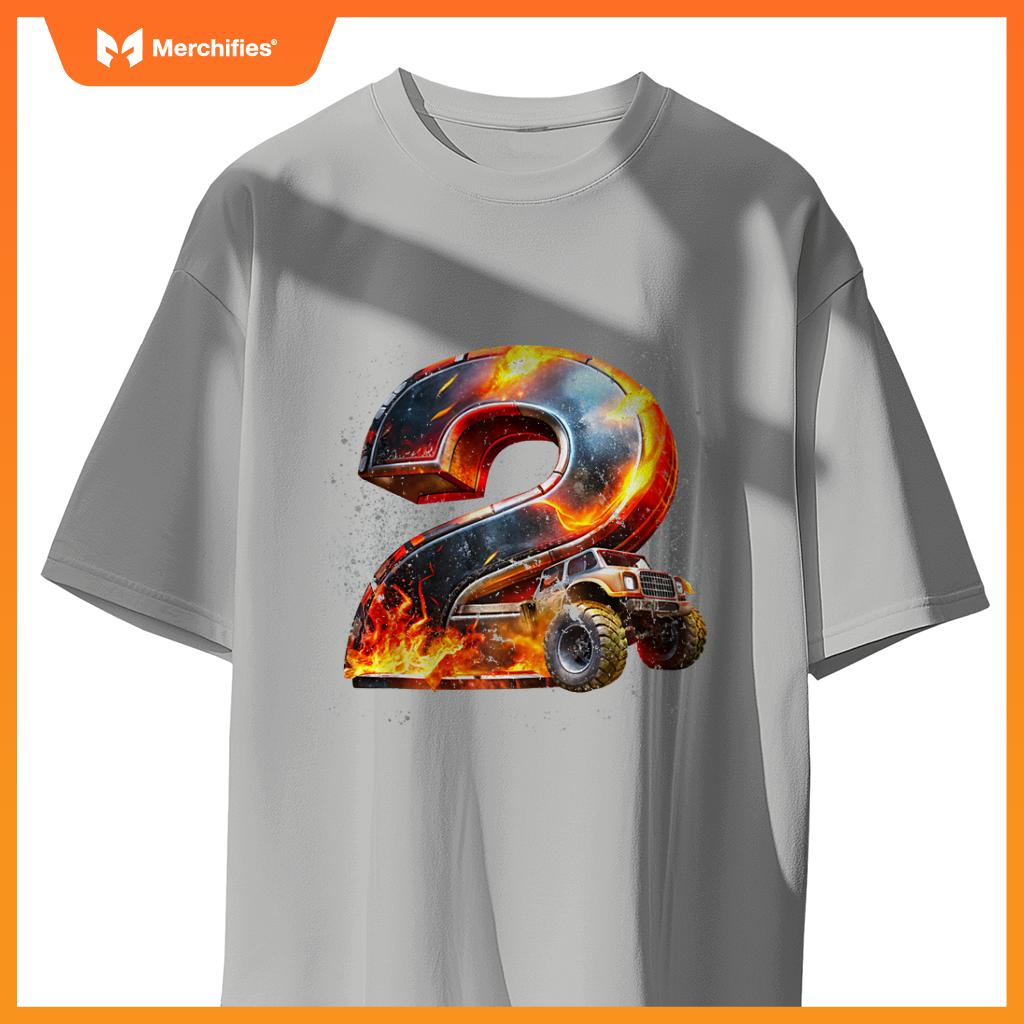 Birthday Boy 2 Monster Truck 2nd Birthday 2 Years Old Kids T-Shirt
