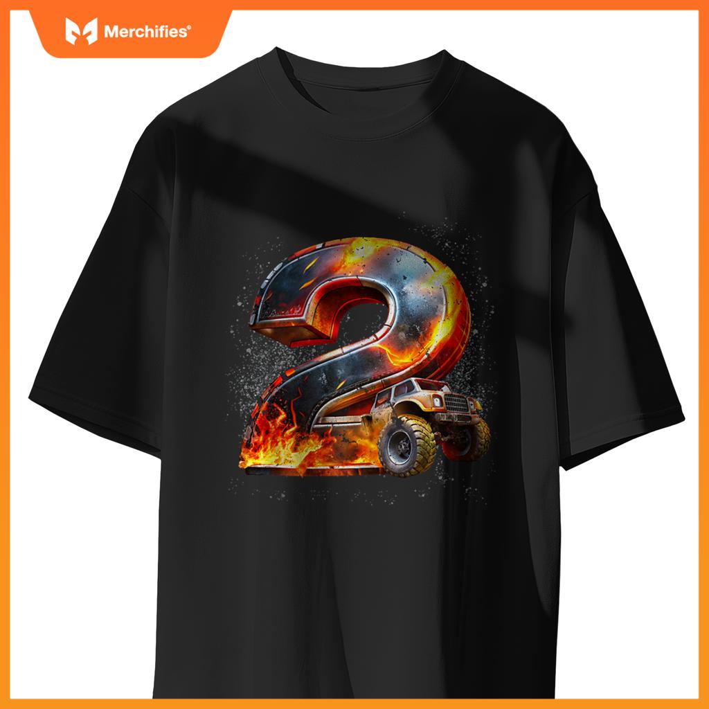 Birthday Boy 2 Monster Truck 2nd Birthday 2 Years Old Kids T-Shirt