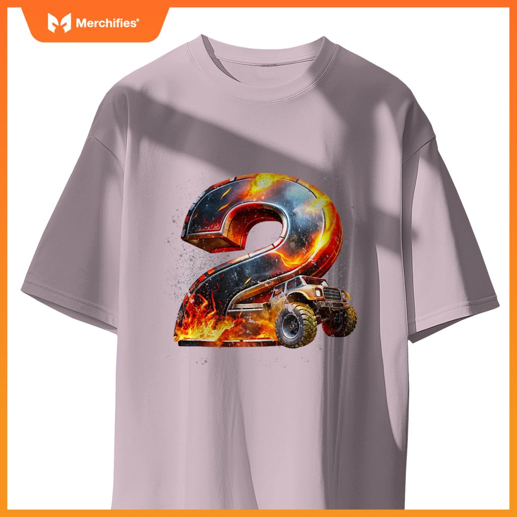 Birthday Boy 2 Monster Truck 2nd Birthday 2 Years Old Kids T-Shirt