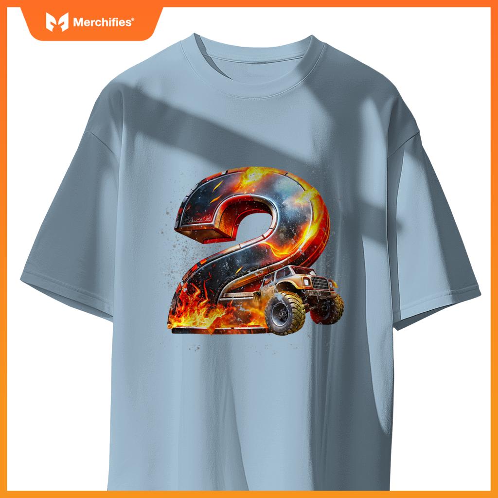 Birthday Boy 2 Monster Truck 2nd Birthday 2 Years Old Kids T-Shirt