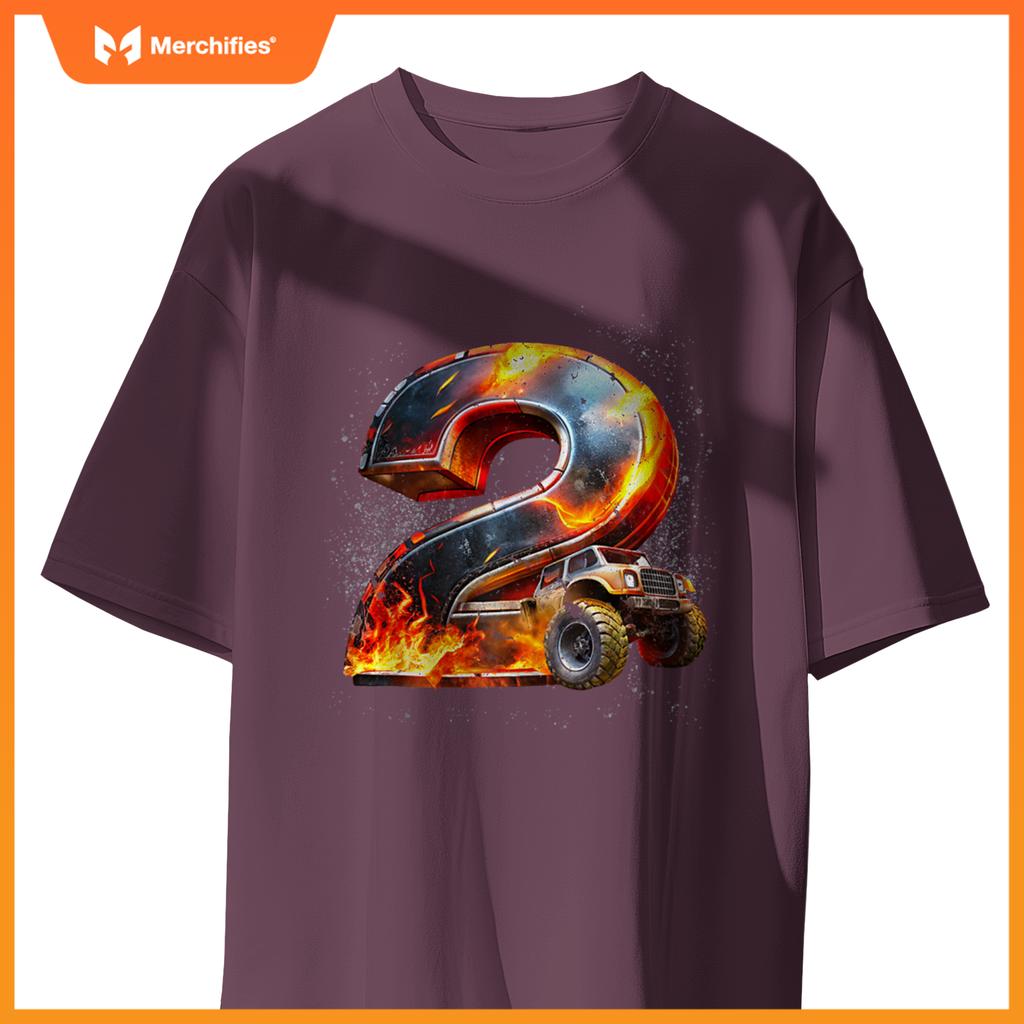 Birthday Boy 2 Monster Truck 2nd Birthday 2 Years Old Kids T-Shirt