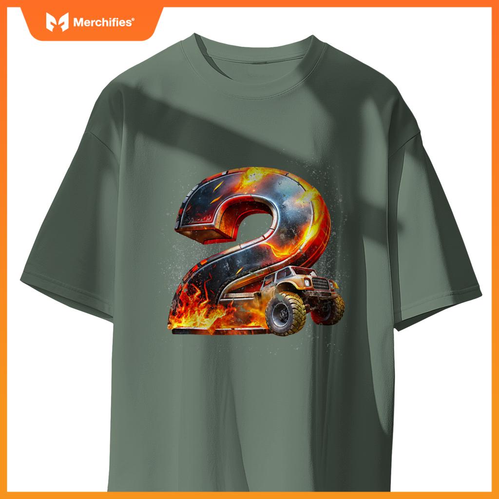 Birthday Boy 2 Monster Truck 2nd Birthday 2 Years Old Kids T-Shirt