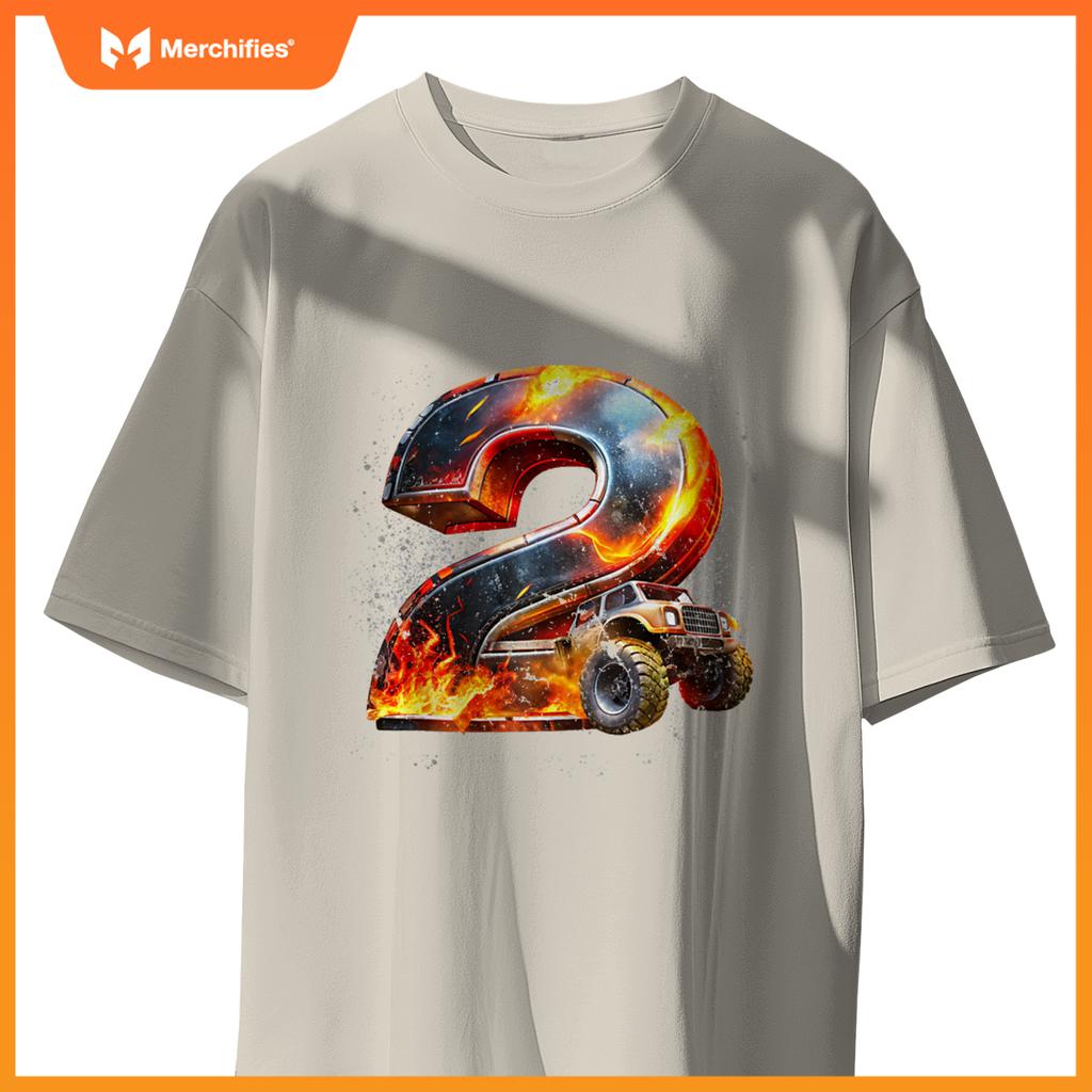 Birthday Boy 2 Monster Truck 2nd Birthday 2 Years Old Kids T-Shirt