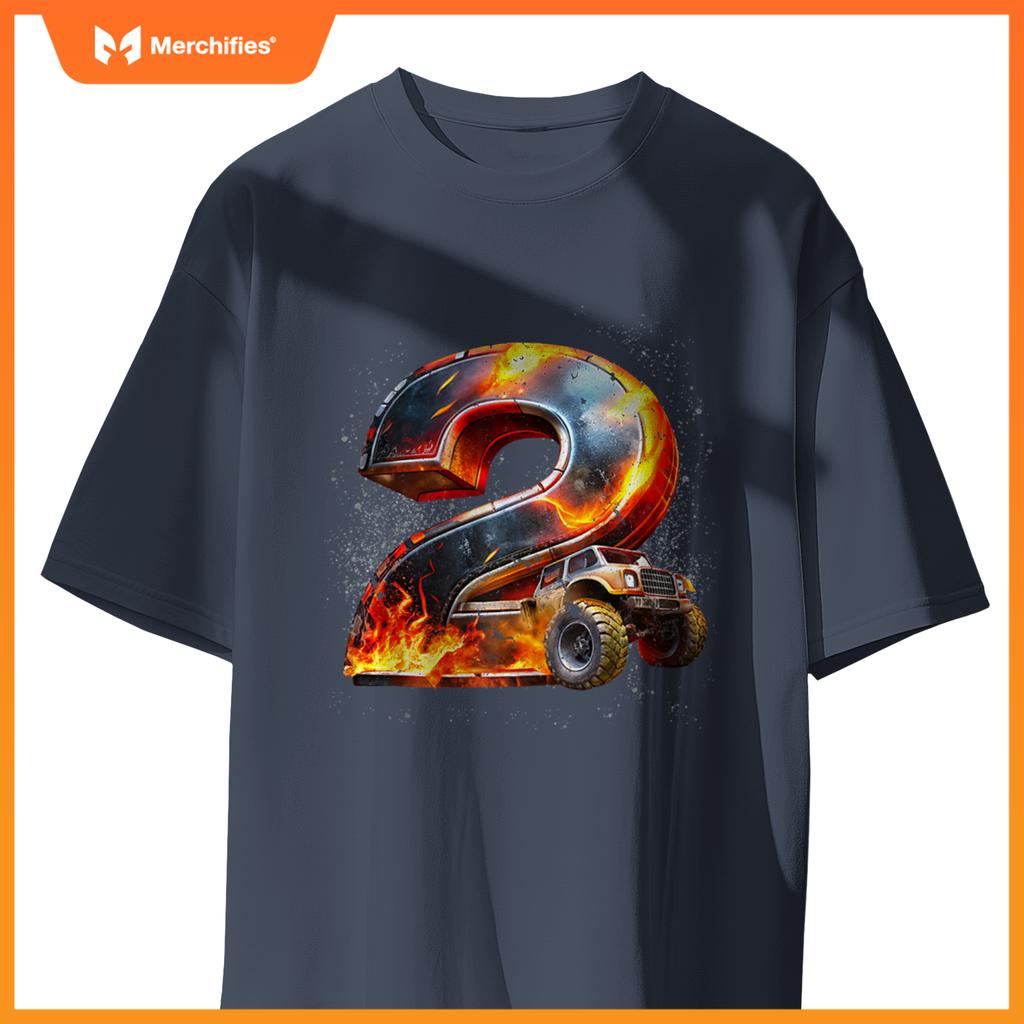 Birthday Boy 2 Monster Truck 2nd Birthday 2 Years Old Kids T-Shirt