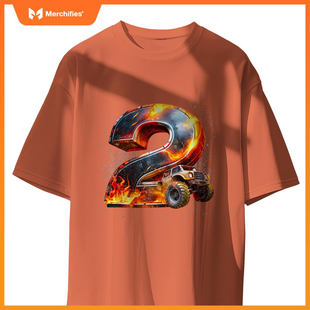 Birthday Boy 2 Monster Truck 2nd Birthday 2 Years Old Kids T-Shirt