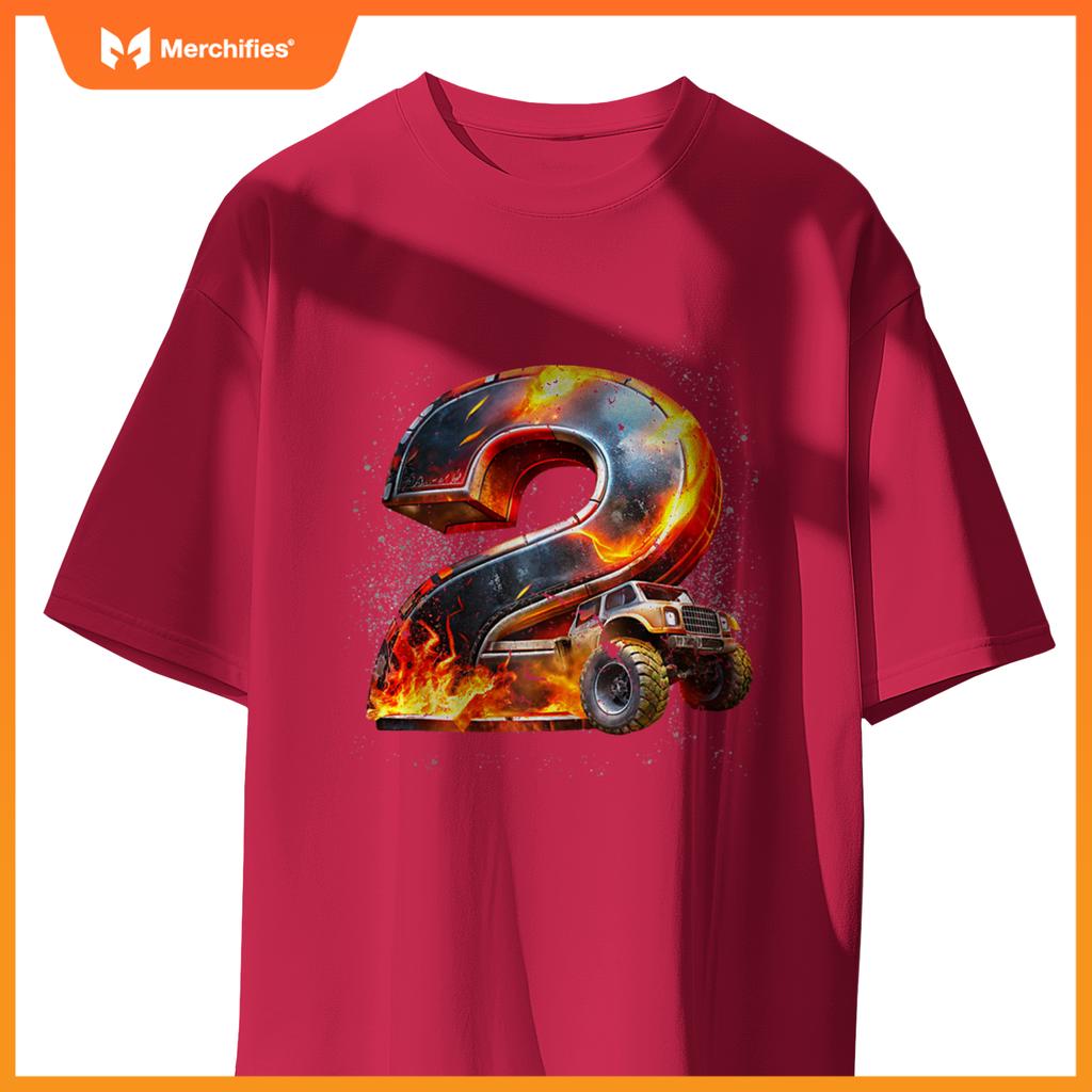 Birthday Boy 2 Monster Truck 2nd Birthday 2 Years Old Kids T-Shirt