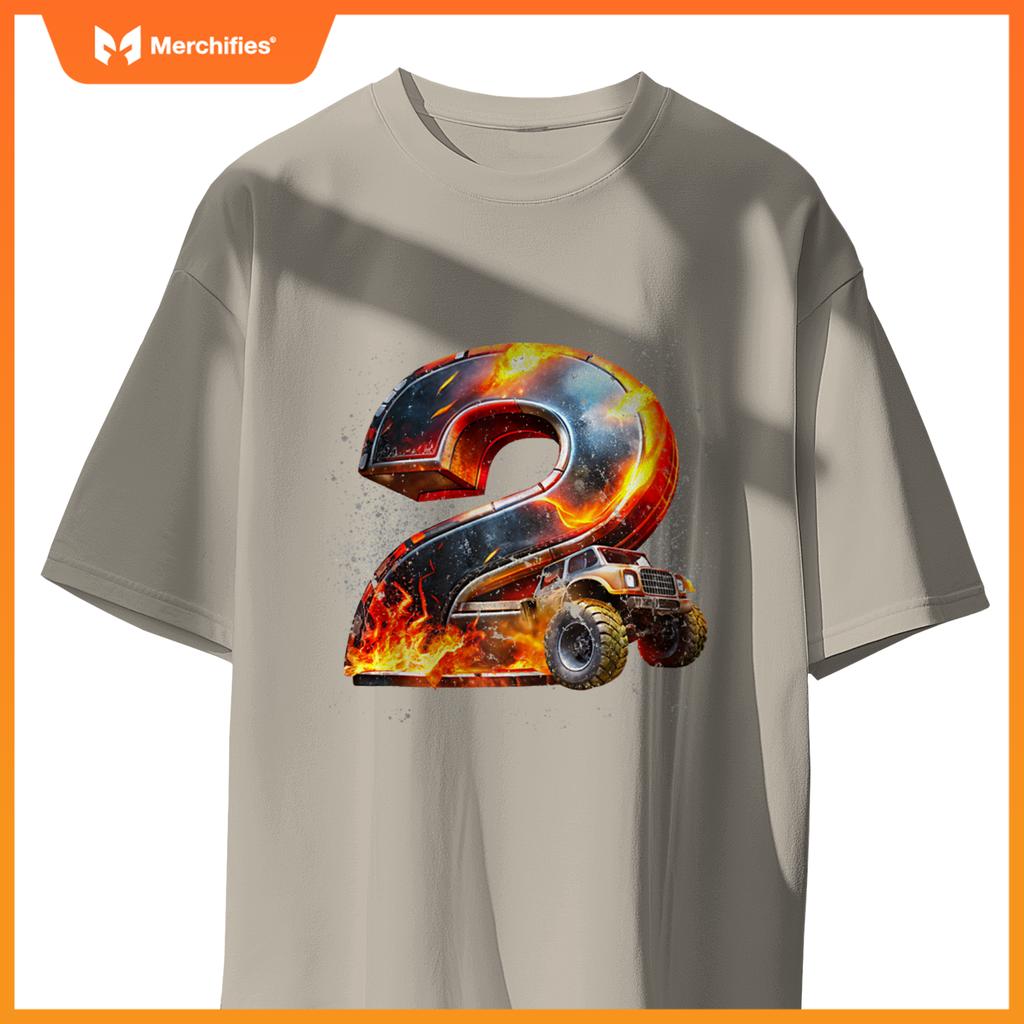 Birthday Boy 2 Monster Truck 2nd Birthday 2 Years Old Kids T-Shirt
