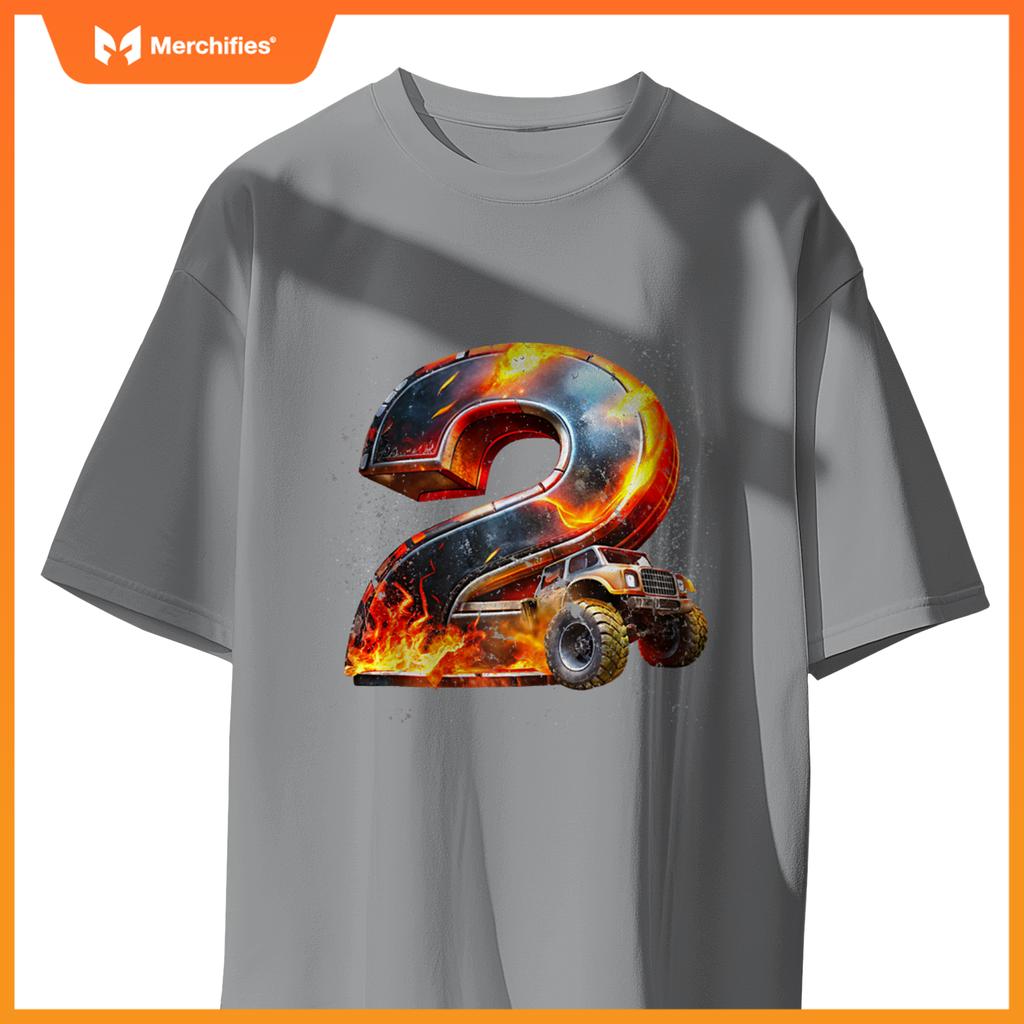 Birthday Boy 2 Monster Truck 2nd Birthday 2 Years Old Kids T-Shirt
