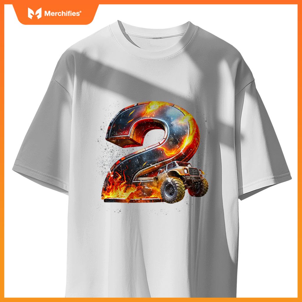 Birthday Boy 2 Monster Truck 2nd Birthday 2 Years Old Kids T-Shirt