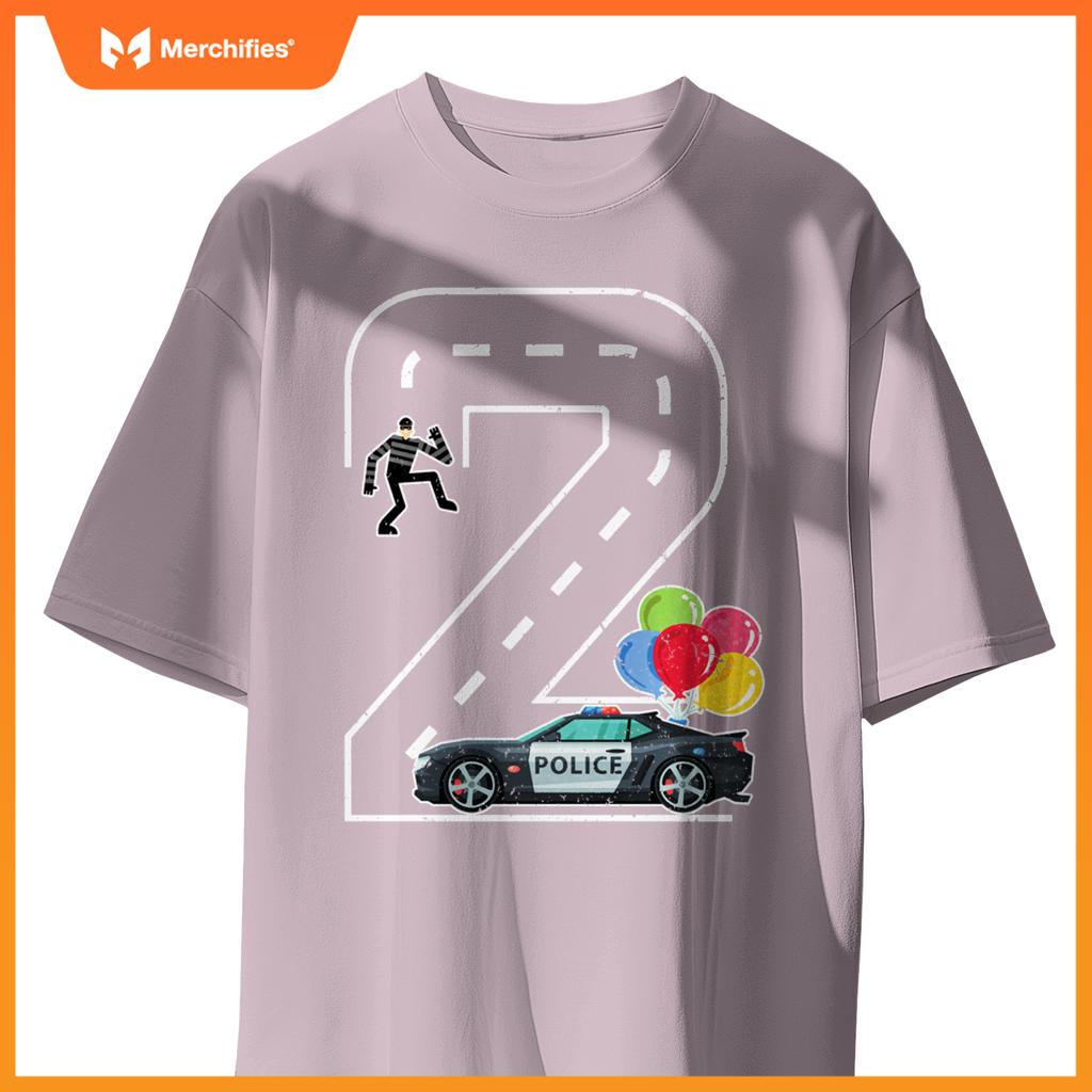 Birthday Boy 2 Police Car Themed 2nd Birthday 2 Years Old T-Shirt