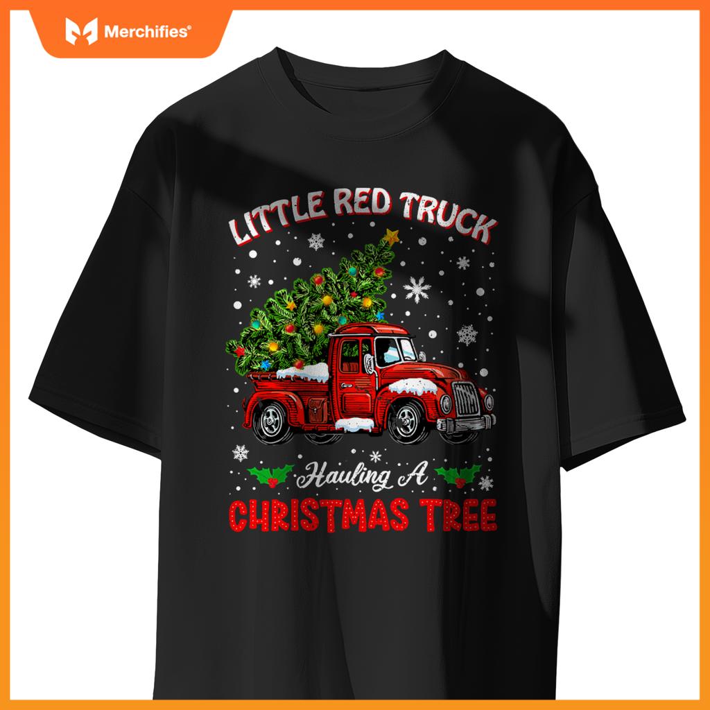 Little Red Truck Hauling A Christmas Tree T-Shirt