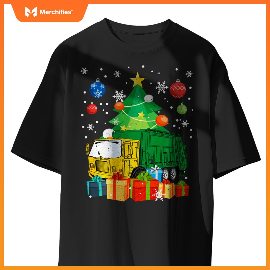 Garbage Truck Christmas Tree Lights Ornament Decor Xmas T-Shirt