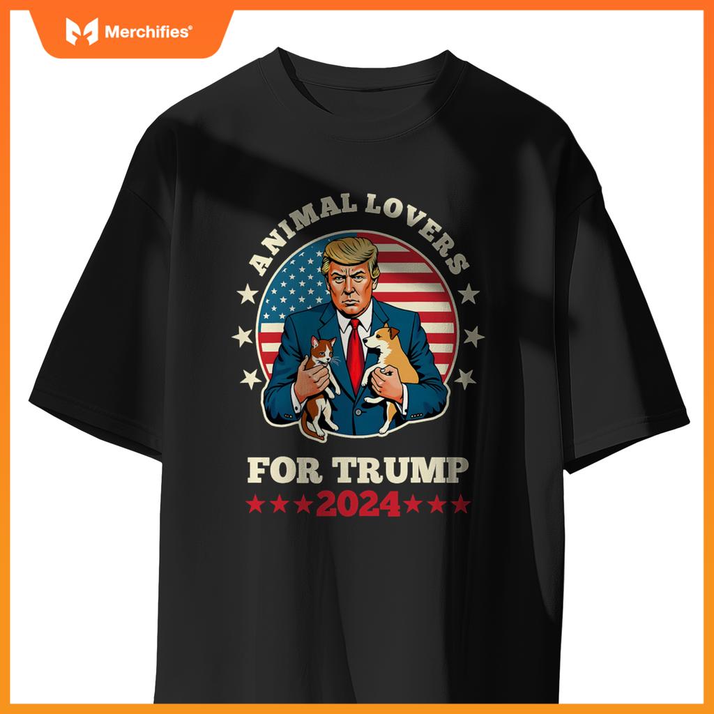 Animal Lovers For Trump 2024 Cat and Dog Campaign Debate T-Shirt