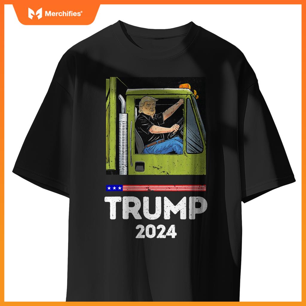 Funny Trump Driving Garbage Truck - Team Garbage T-Shirt