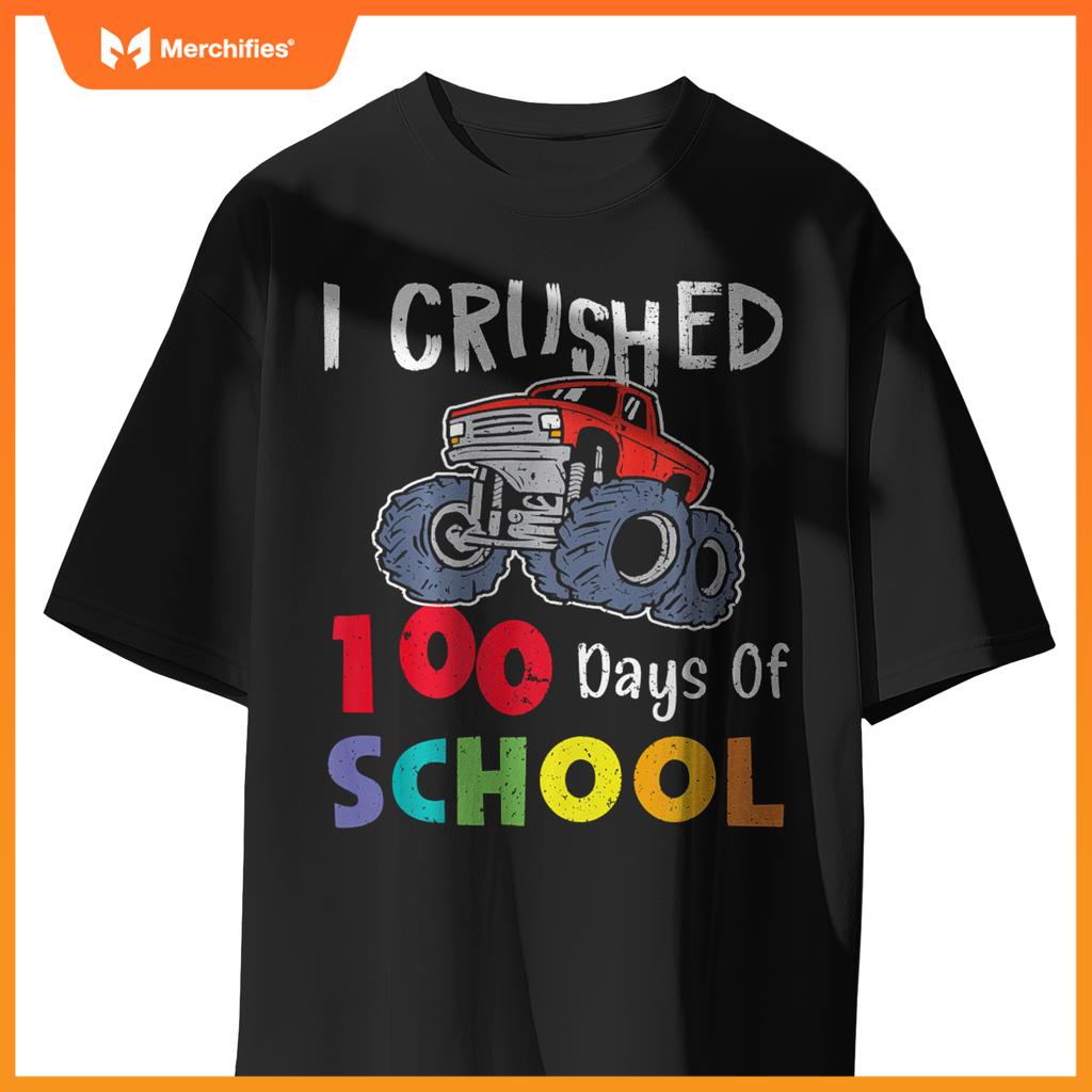 I Crushed 100 Days Of School Monster Truck Kids T-Shirt