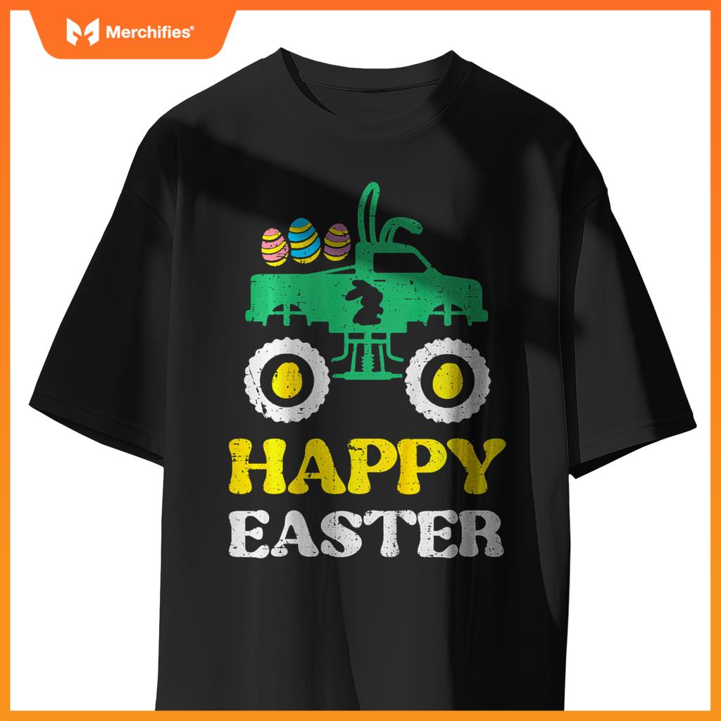 Kids Happy Easter Monster Truck Bunny Rabbit Boys Kids Toddler T-Shirt