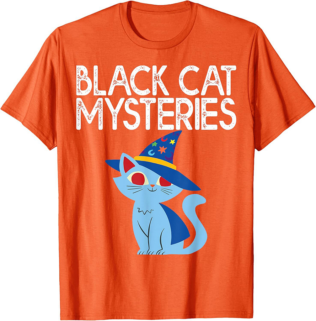 Black Cat Mysteries Halloween Design T-Shirt