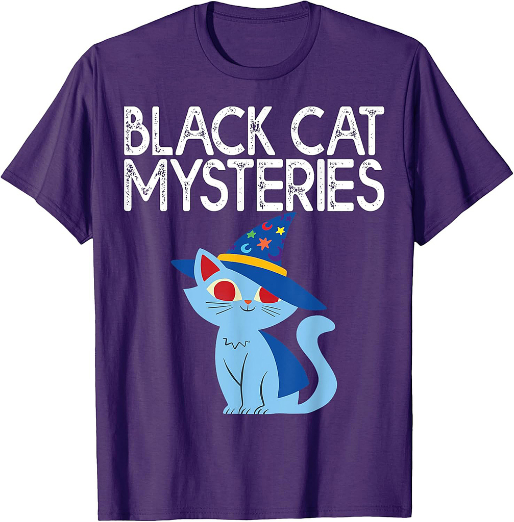 Black Cat Mysteries Halloween Design T-Shirt