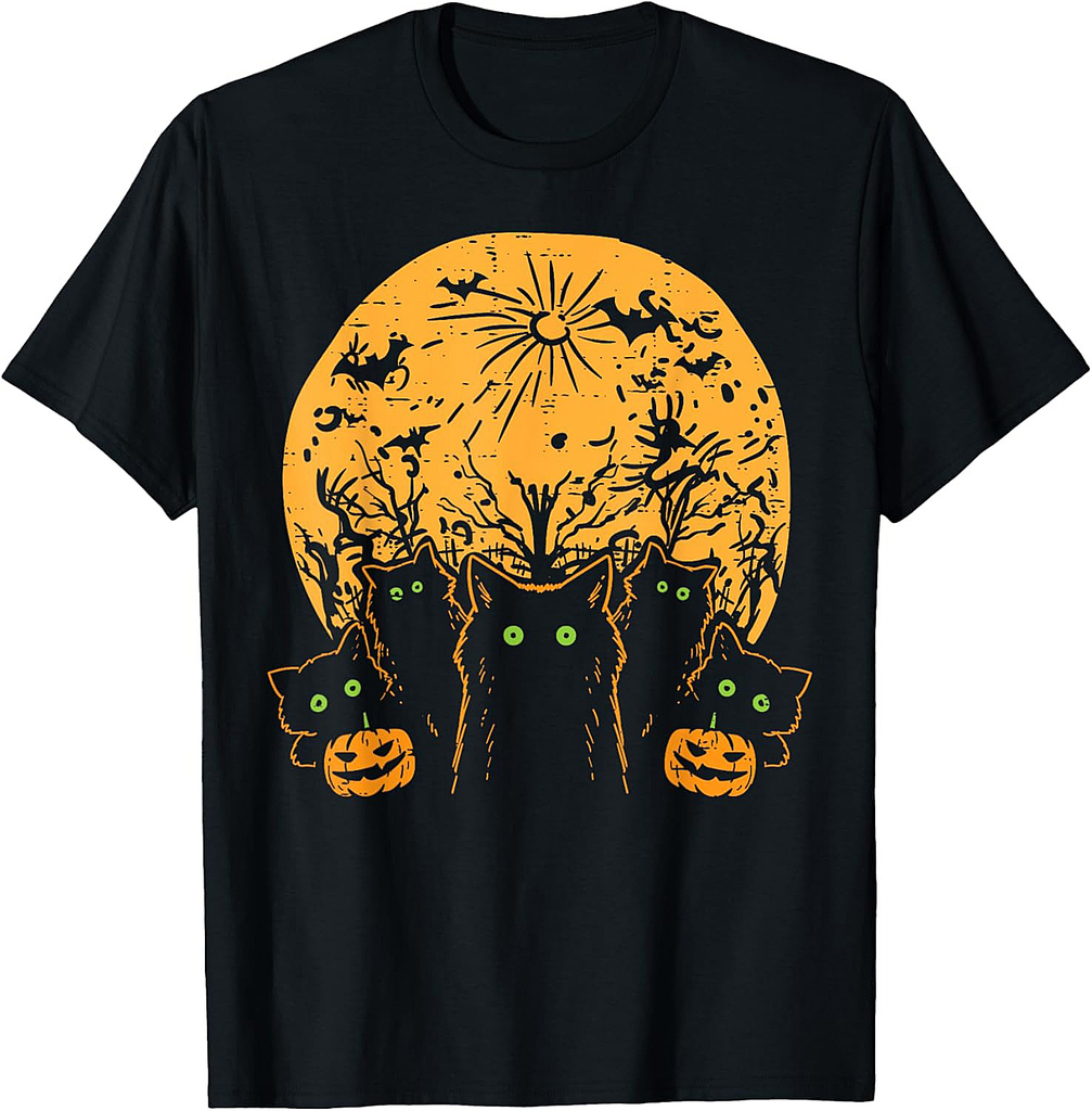 Black Cats Full Moon Halloween Animal Pet Men Women Kids T-Shirt
