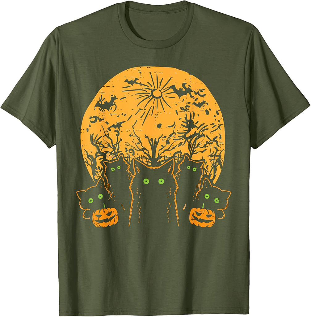 Black Cats Full Moon Halloween Animal Pet Men Women Kids T-Shirt