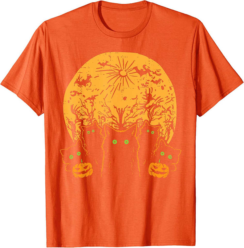 Black Cats Full Moon Halloween Animal Pet Men Women Kids T-Shirt