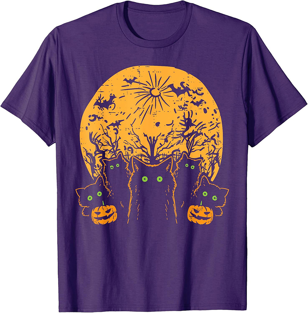 Black Cats Full Moon Halloween Animal Pet Men Women Kids T-Shirt