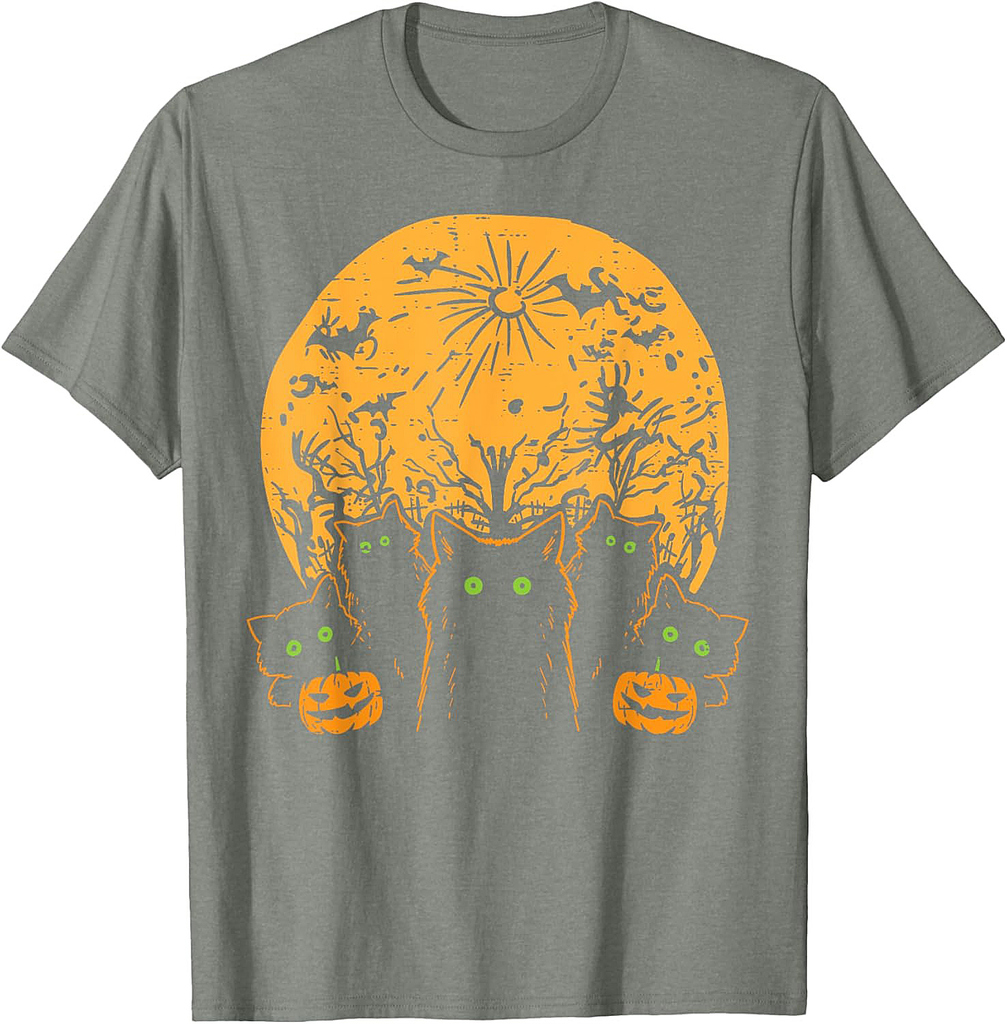 Black Cats Full Moon Halloween Animal Pet Men Women Kids T-Shirt