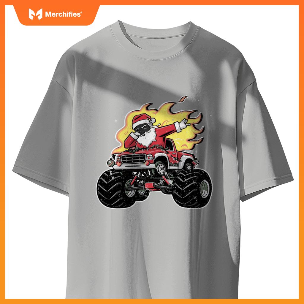 Black Monster Black Truck Boys Xmas Christmas Funny Xmas T-Shirt