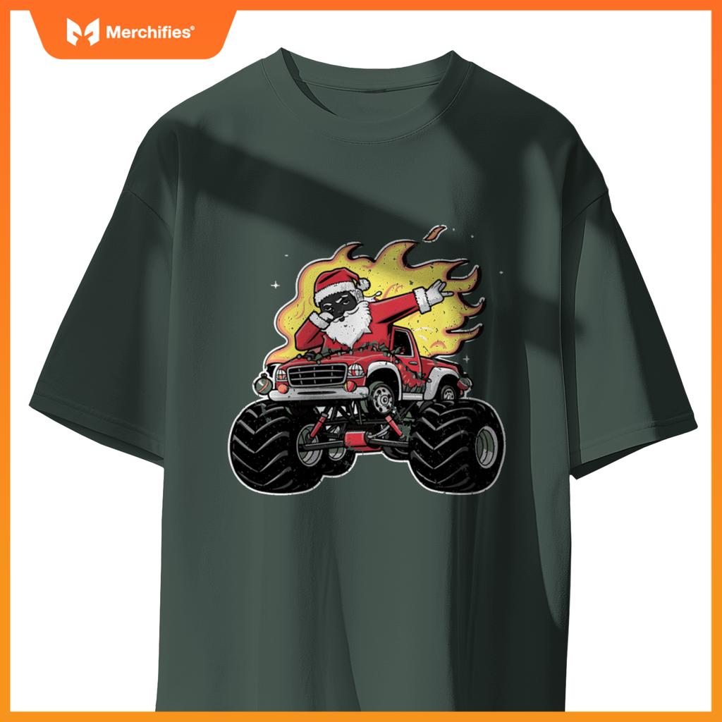 Black Monster Black Truck Boys Xmas Christmas Funny Xmas T-Shirt